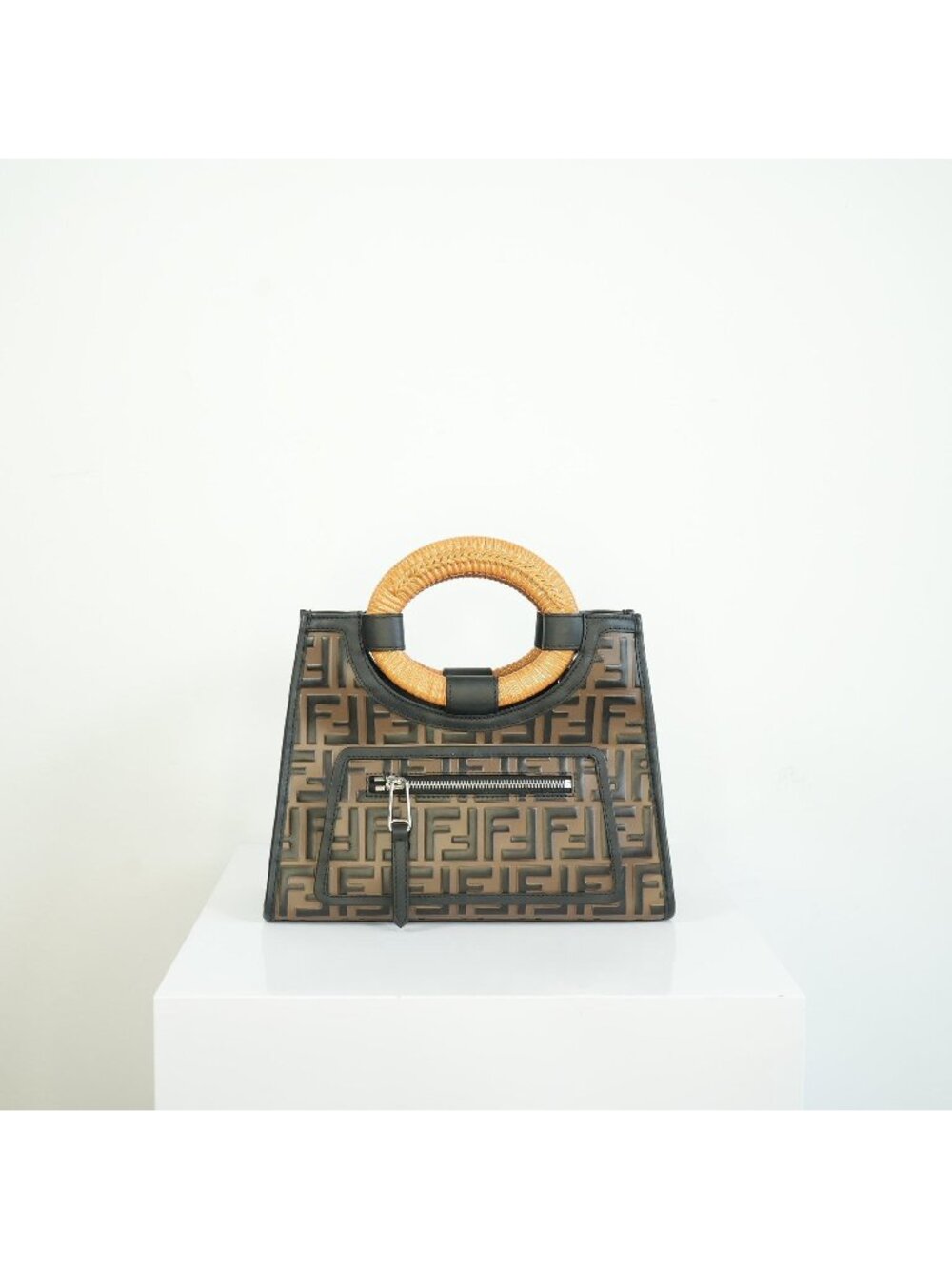 Fendi Tobacco FF Zucca Small Embossed Handbag